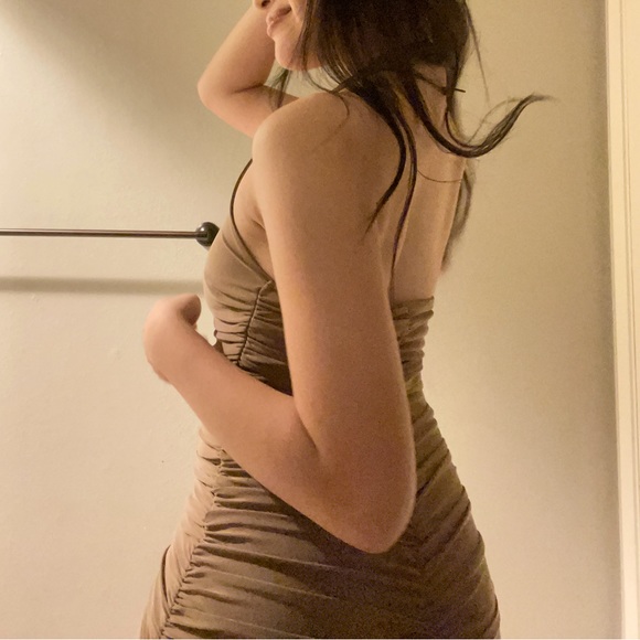 Brown Bodycon Halter Dress - Picture 2 of 2